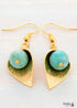 Boho Earrings, Dangle Earrings, Gold Flower Blue Amazonite